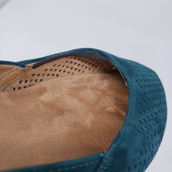 Vionic POSEY Suede Perforated Pointed Toe Flats Size 8 Turquoise Teal - Picture 8 of 12